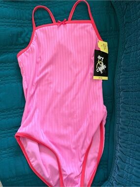 art class Pink One-Piece Swimsuit with Coral Trim